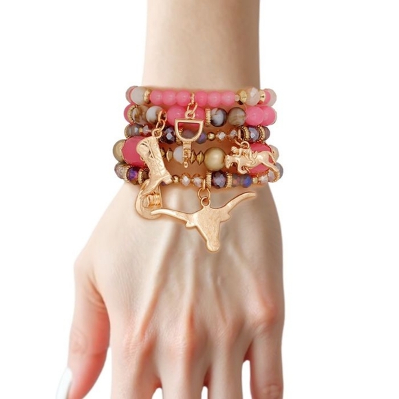 Jewelry - BOHO Southwest Cowgirl 5 Pc Pink Bracelet Stack